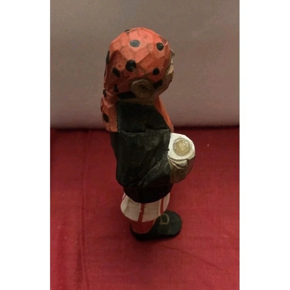 Painted Carved Pirate Wood Peg Leg Sailor Fisherman Vtg Figurine Nautical Decor